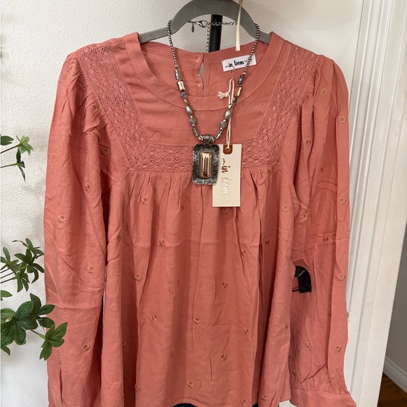 In Bloom Tops - In Bloom Terracotta boho Embroidered Blouse net